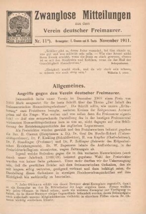 Nr. 11*). November 1911.