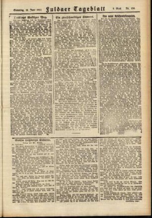 Zweite Ausgabe vom Samstag, den 18. Juni 1921.