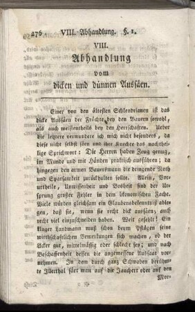 VIII. Abhandlung vom dicken und dünnen Aussäen.