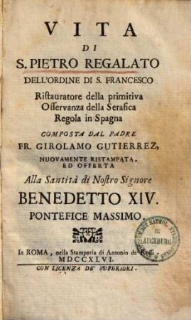 Vita di S. Pietro Regalato : dell' ord. di S. Francesco ...