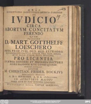 Dissertatio Inavgvralis Medico-Forensis De Ivdicio Circa Abortvm Concitatvm Ferendo