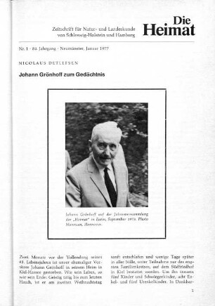 Johann Grönhoff zum Gedächtnis