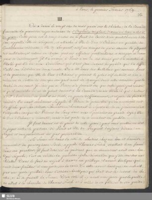III. à Paris, le premier Fevrier 1769.