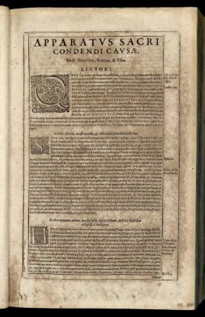Apparatus Sacri Condendi Causæ, Unde Necessitas, Utilitas, & Usus.