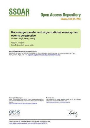 Knowledge transfer and organizational memory: an events perspective