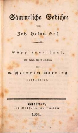 Johann Heinrich Voß, nach seinem Leben und Wirken dargestellt : Su