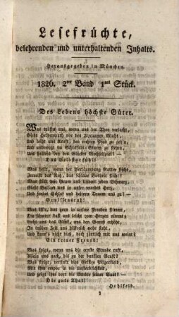 Lesefrüchte, belehrenden und unterhaltenden Inhalts. 1826,2