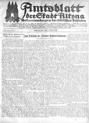 Nummer 19 : Sonnabend, den 9. Mai 1925