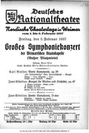 Nordische Theatertage in Weimar [...] Großes Symphoniekonzert