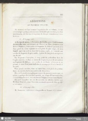Additions au premier volume