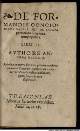 De Formandis Concionibvs Sacris, Sev De Interpretatione scripturarum populari : Libri II