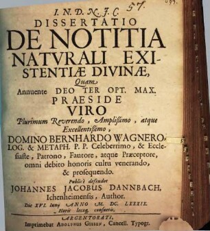 Diss. de notitia naturali existentiae divinae