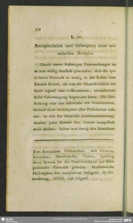 §. 11. Recapitulation und Uebergang zum moralischen Beweise