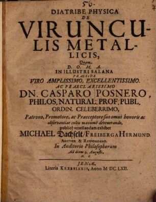 Diatribe Physica De Virunculis Metallicis