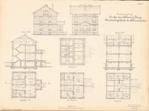 Neue Schleuse, Brieg: Schleusenmeister-Dienstgebäude: Ansichten, Grundrisse, Schnitte 1:100