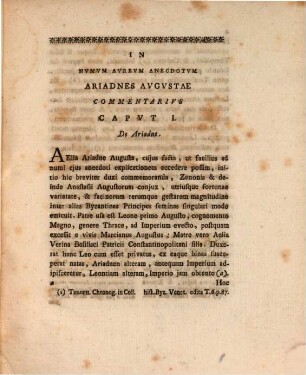 In Ariadnes Augustae numum aureum anecdotum commentarius