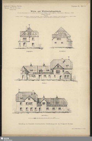 Architekt G. Hänichen, Dresden. Kennwort: "Wie die Alten sungen" Zweiter Preis. Wohn- und Wirthschaftsgebäude
