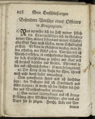 Besondere Vorsätze eines Officiers in Kriegeszeiten