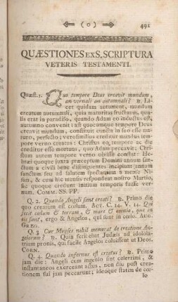 Quaestiones Ex. S. Scriptura Veteris Testamenti.