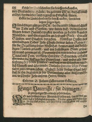 Kurtzer Unterricht/ für diejenigen/ so zum heiligen Abendmahl gehen wollen.
