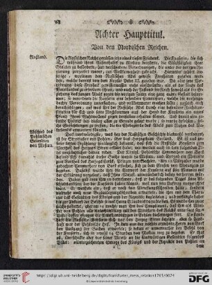 Achter Haupttitul. Von den Nordischen Reichen