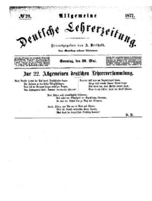 Zur 22. Allgemeinen deutschen Lehrerversammlung