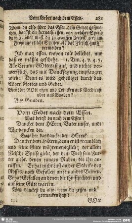 Vom Gebet nach dem Essen