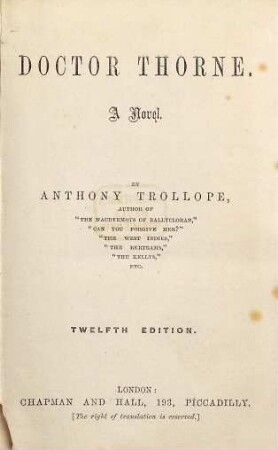 Doctor Thorne : a novel