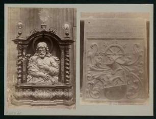 597-598, 597. Figur, Ort unbekannt. 598. Ort unbekannt (Hirrlingen, Rottweil?), Grabdenkmal für Jorg von Ow, Ritter zu Rottweil (gestorben 1490).