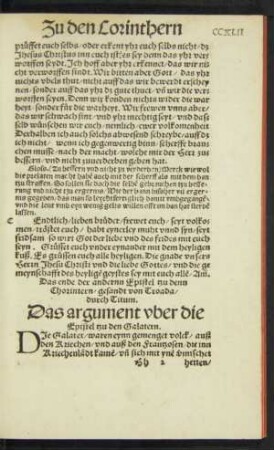 Das argument uber die Epistel tzu den Galatern.
