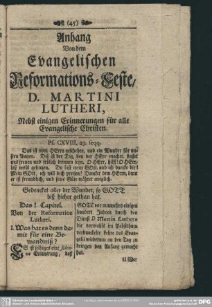 Kurtze Nachricht von dem Evangelischen Reformations-Feste