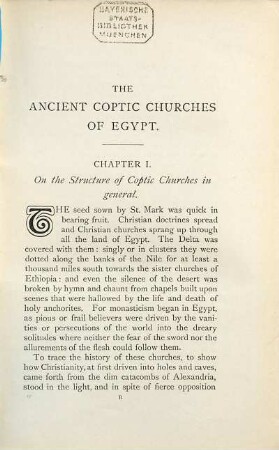 The ancient Coptic churches of Egypt : in 2 vol., 1