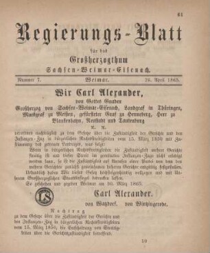 Nr. 7 : 26. April 1865