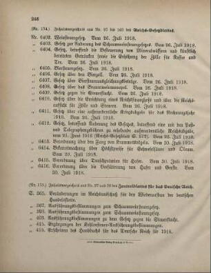 Nr. 174: Inhaltsverzeichnis aus Nr. 97 bis 103 des Reichs-Gesetzblattes