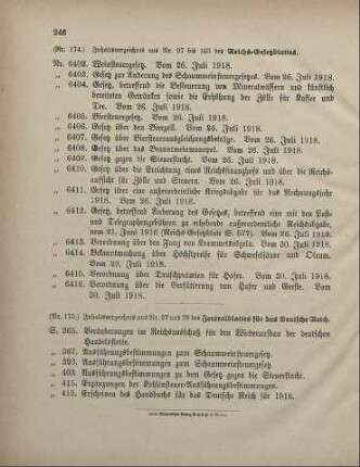 Nr. 174: Inhaltsverzeichnis aus Nr. 97 bis 103 des Reichs-Gesetzblattes