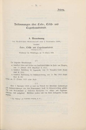 Anhang. Bestimmung über Lade-, Lösch- und Lagerhausbetrieb