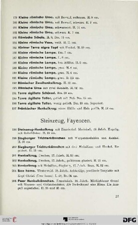 Steinzeug, Fayencen (Nr. 198-212)