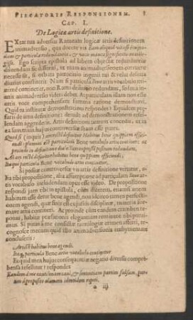 Cap. I. De Logicae artis definitione.