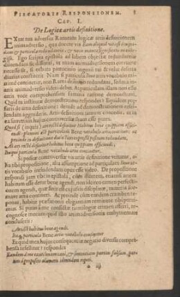 Cap. I. De Logicae artis definitione.