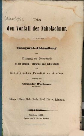 Über den Vorfall der Nabelschnur : (Inaug. Abhdl.)