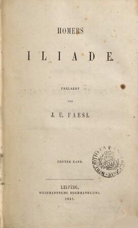 Homers Iliade, 1