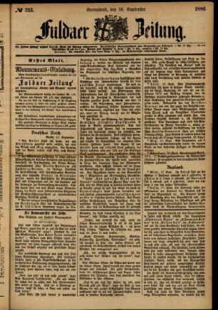 Ausgabe vom Samstag, den 18. September 1886.