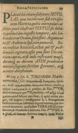 Notae Peculiares Super Textum.