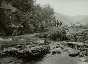 Hochwasserkatastrophe, zerstörte Bahnanlagen, Glashütte, Müglitztal