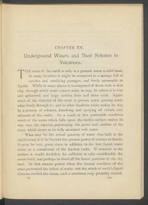 Chapter XV. - Underground waters and their relation to volcanoes.