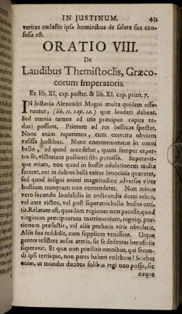 Oratio VIII. De Laudibus Themistoclis, Græcocorum Imperatoris. - Oratio IX. Contra Pausaniam Græcorum Imperatorem.