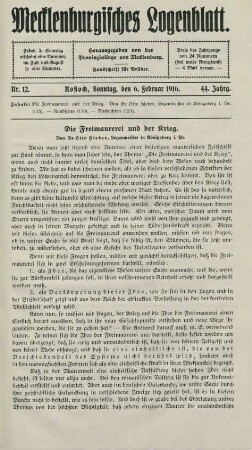 Nr. 12. Rostock, Sonntag, den 6. Februar 1916.