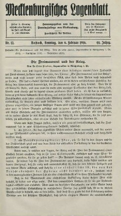 Nr. 12. Rostock, Sonntag, den 6. Februar 1916.