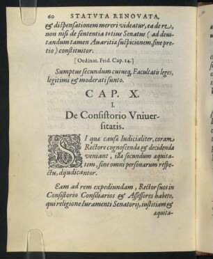 X. De Consistorio Universitatis.