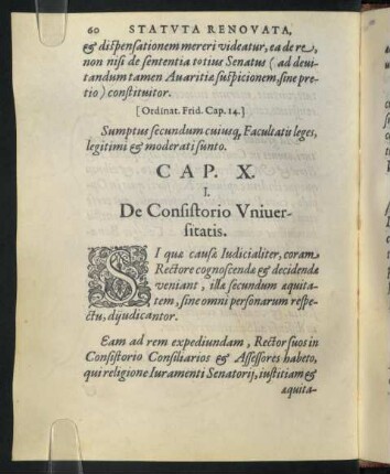 X. De Consistorio Universitatis.